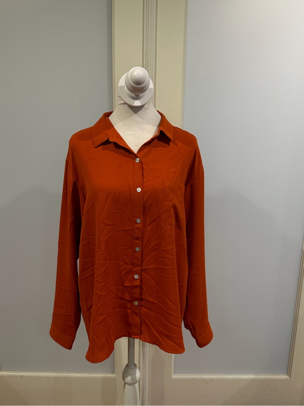 J. Jill Women's Rust Orange Button-Down Collared Shirt